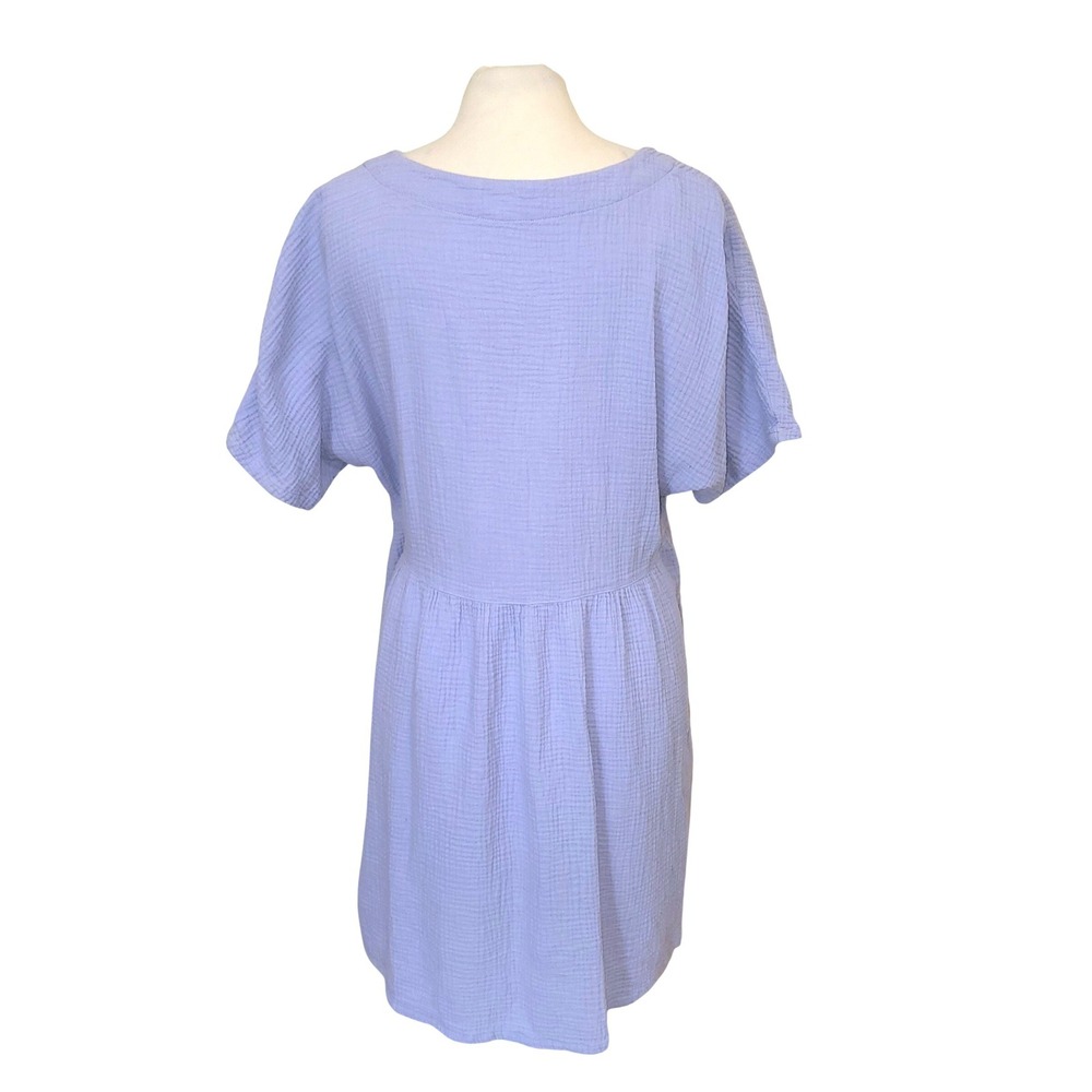 Madewell Periwinkle Blue Lightspun Cotton Gauzy Beachy Button Front Minidress XL - Picture 4 of 10